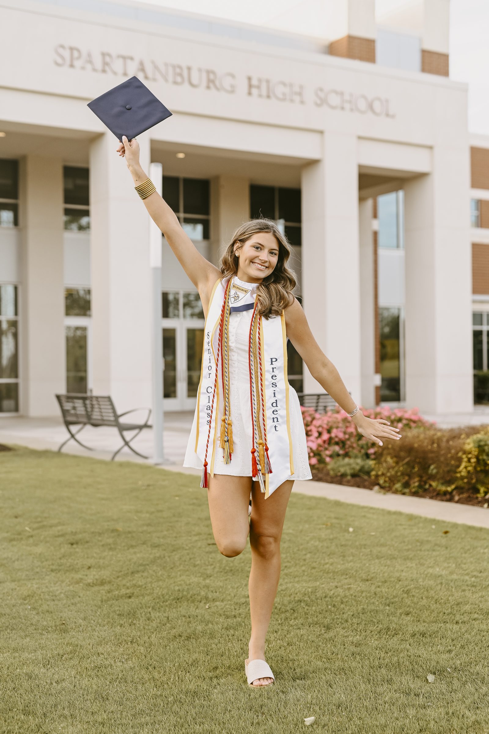 Graduation senior portrait in cap and gown